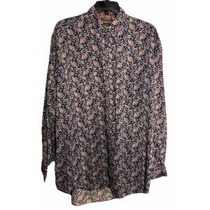 Vintage Tango By Max Raab Button Down Shirt Paisley Pocket Long Sleeve Sz L